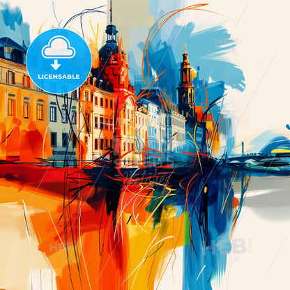 Vibrant Düsseldorf, Germany - A Painting Of A City