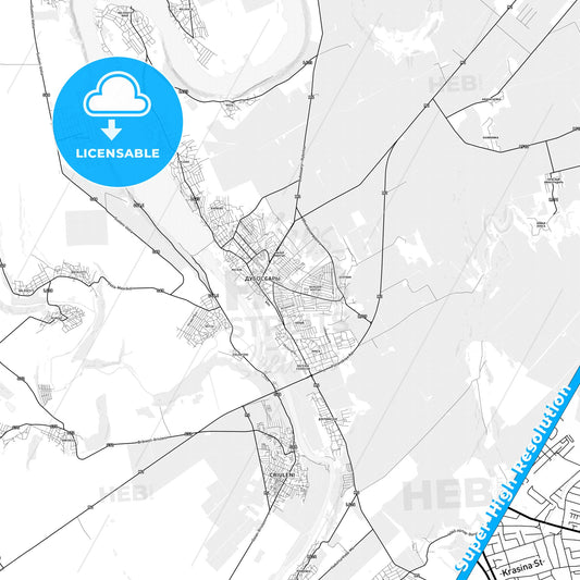 Dubăsari, Moldova light map with streetnames, citynames and districts