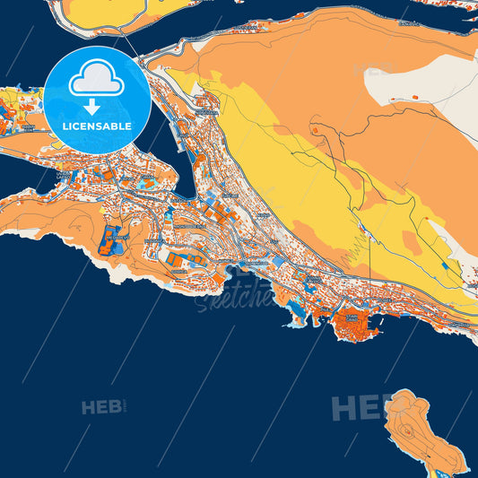 Colorful Dubrovnik Street Map with Labels and Buildings