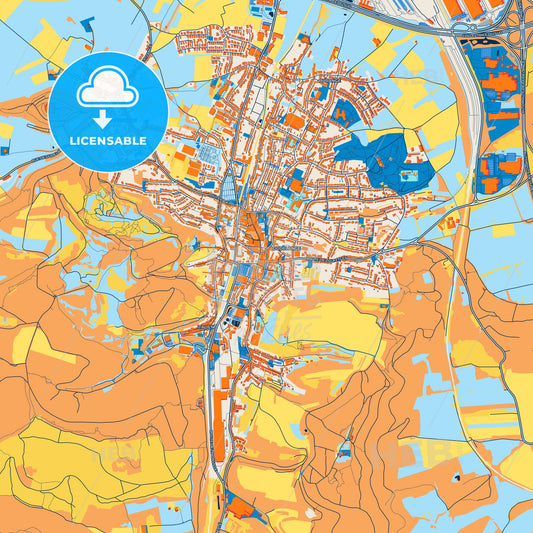 Colorful Dudelange Street Map with Labels and Buildings