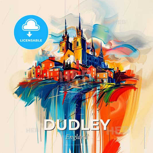 Vibrant Dudley, England - A Painting Of A City - Square format print template