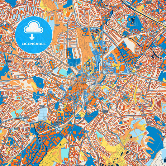 Colorful Dudley Street Map with Labels and Buildings