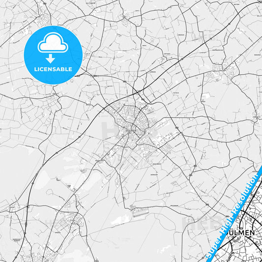 Dulmen, Germany light map with streetnames, citynames and districts