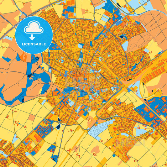 Colorful Dulmen Street Map with Labels and Buildings