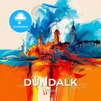 Vibrant Dundalk, Ireland - A Colorful Painting Of A City - Square format print template