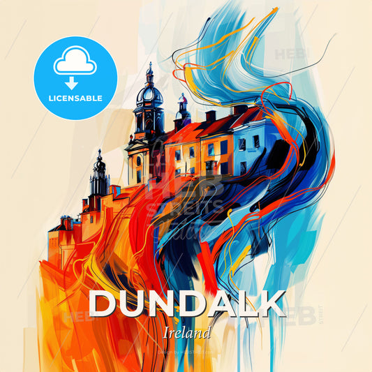 Vibrant Dundalk, Ireland - A Colorful Painting Of Buildings - Square format print template