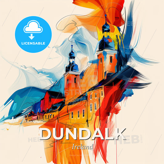 Vibrant Dundalk, Ireland - A Painting Of A Building - Square format print template