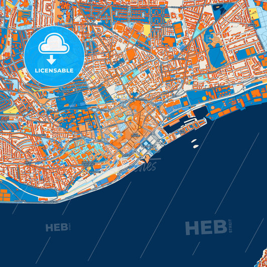 Colorful Dundee Street Map with Labels and Buildings