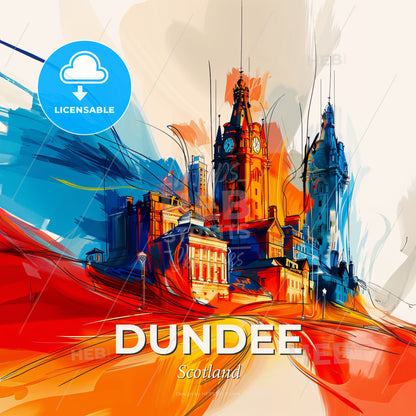 Vibrant Dundee, Scotland - A Colorful Painting Of A City - Square format print template