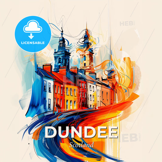 Vibrant Dundee, Scotland - A Colorful Painting Of Buildings - Square format print template