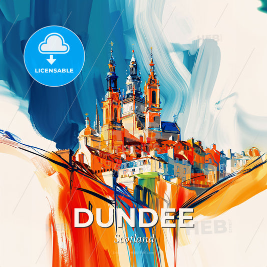 Vibrant Dundee, Scotland - A Painting Of A Building With Towers - Square format print template