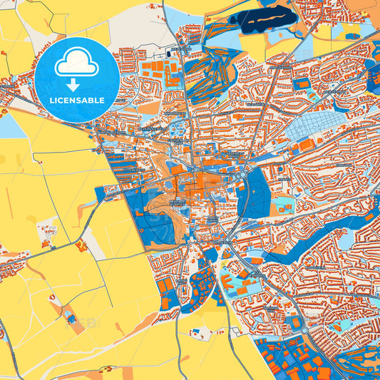 Colorful Dunfermline Street Map with Labels and Buildings