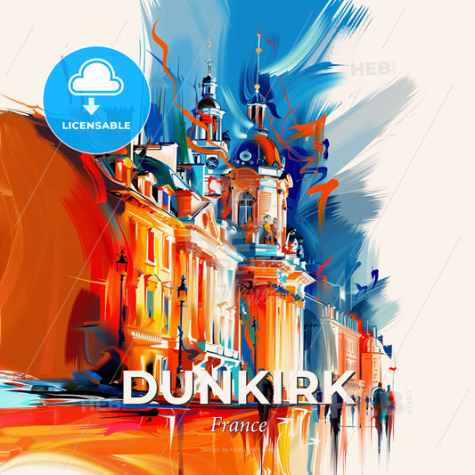 Vibrant Dunkirk, France - A Painting Of A Building - Square format print template