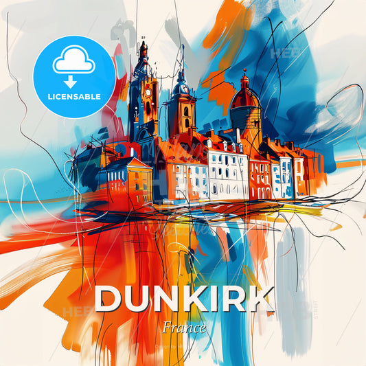 Vibrant Dunkirk, France - A Painting Of A City - Square format print template