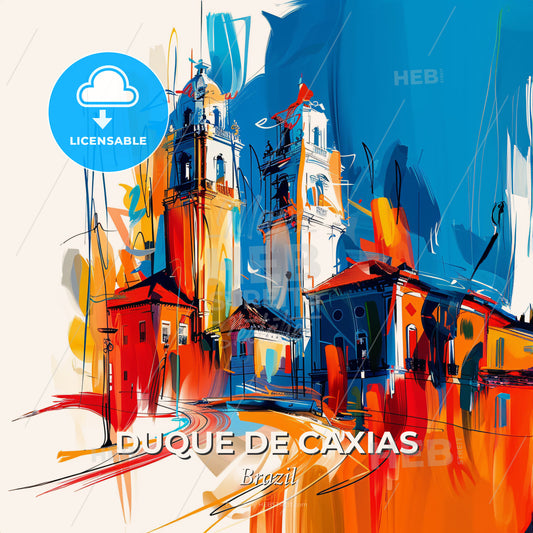 Vibrant Duque De Caxias, Brazil - A Painting Of A City - Square format print template