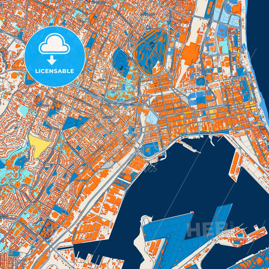 Colorful Durban Street Map with Labels and Buildings