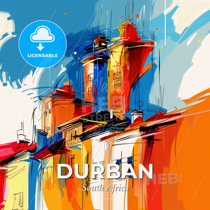 Vibrant Durban, South Africa - A Colorful Building With Towers - Square format print template