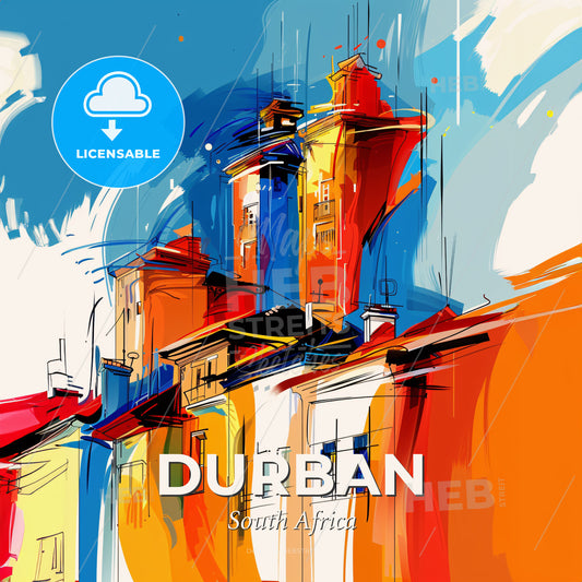 Vibrant Durban, South Africa - A Colorful Building With Towers - Square format print template