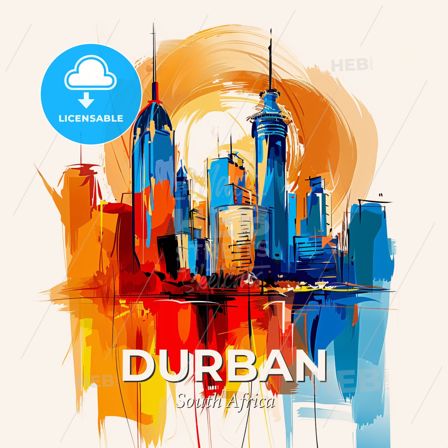 Vibrant Durban, South Africa - A Painting Of A City - Square format print template