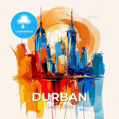Vibrant Durban, South Africa - A Painting Of A City - Square format print template