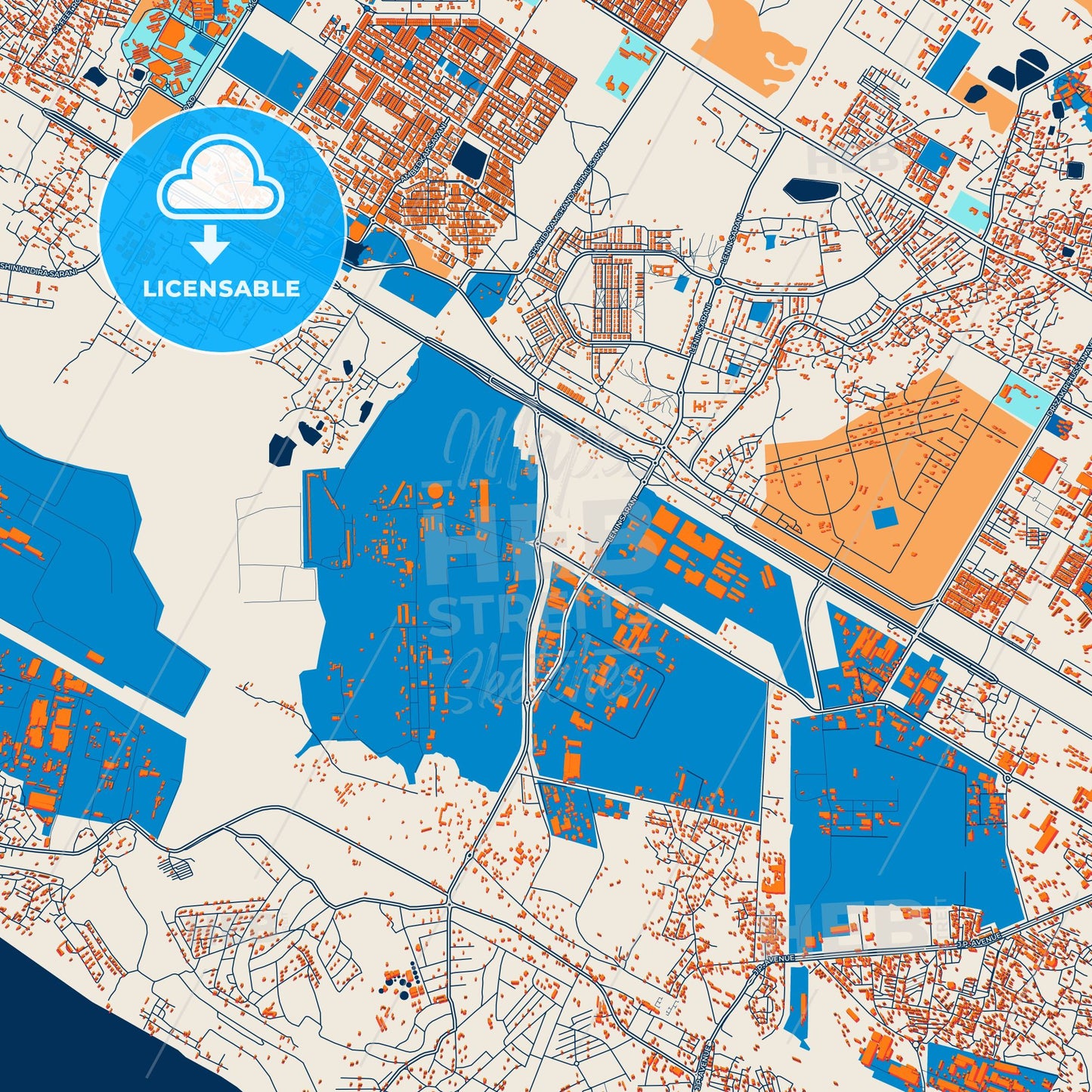 Colorful Durgapur Street Map with Labels and Buildings