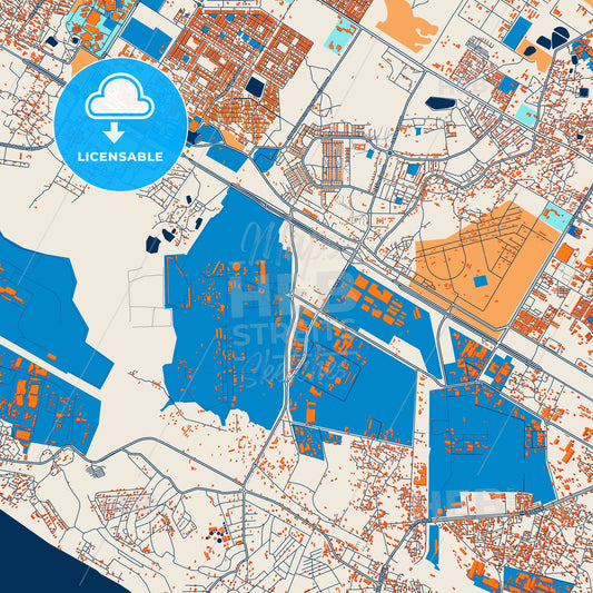 Colorful Durgapur Street Map with Labels and Buildings
