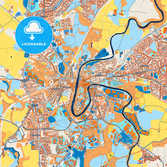 Colorful Durham Street Map with Labels and Buildings