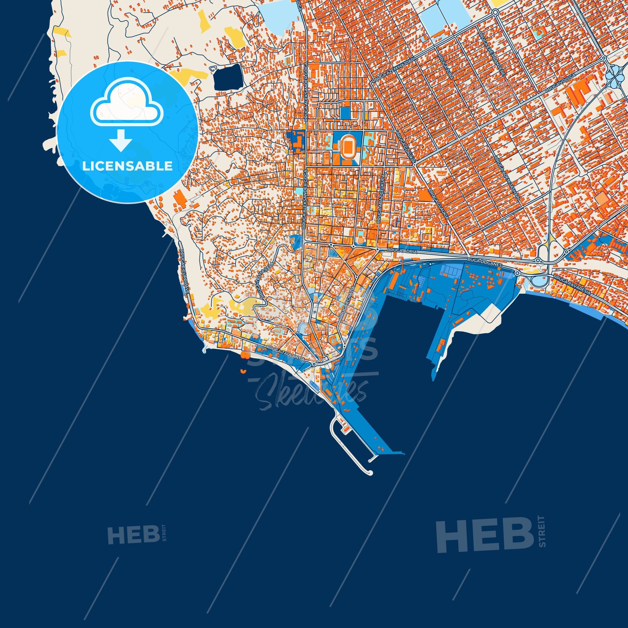 Colorful Durrës Street Map - Digital Download – HEBSTREITS