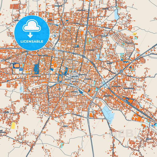 Colorful Düzce Street Map with Labels and Buildings