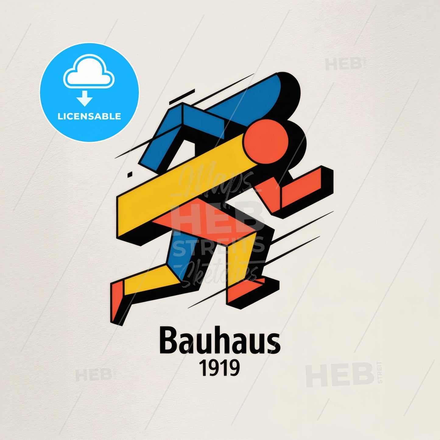 Dynamic Bauhaus Minimalist Geometric Logo Print: 1919 Classic Design Artwork