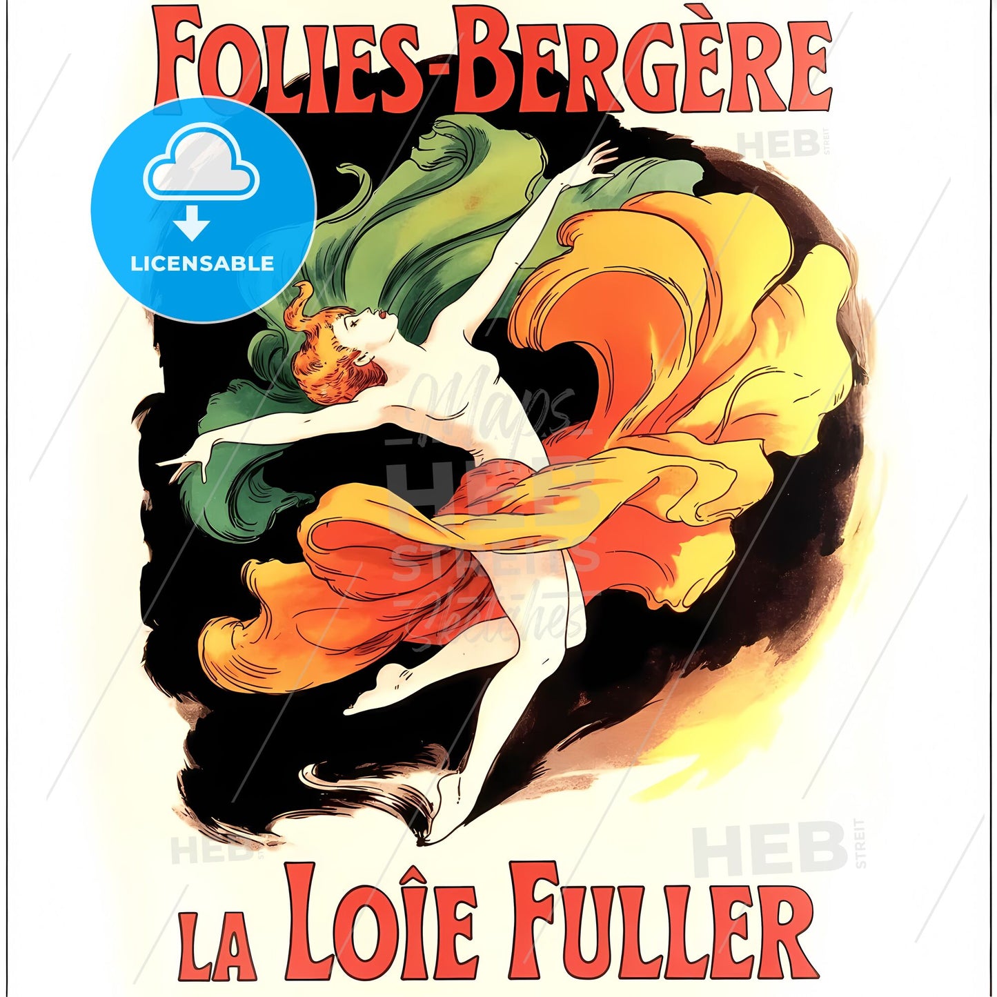 “Dynamic Cabaret Reverie: Vintage Folies-Bergère Dancer in Motion”