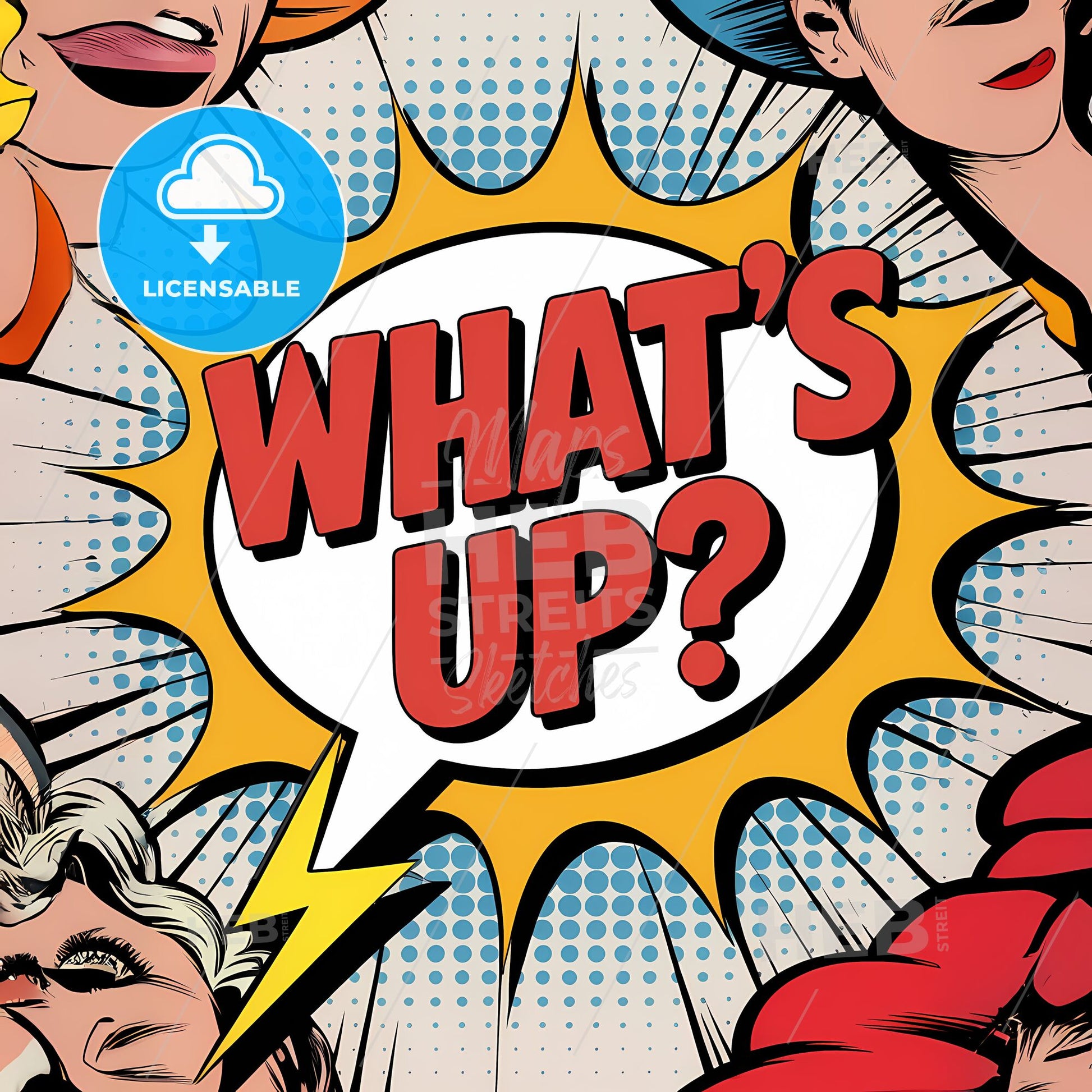 Dynamic Comic Burst: Bold WHATS UP? Speech Bubble Art Print