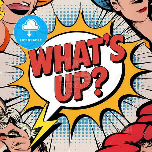 Dynamic Comic Burst: Bold WHATS UP? Speech Bubble Art Print