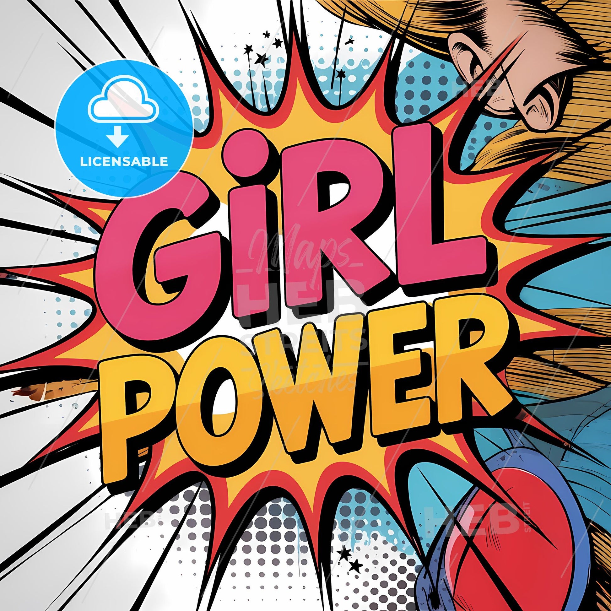 Dynamic Comic Burst: Celebrate Girl Power in Vibrant Colors!