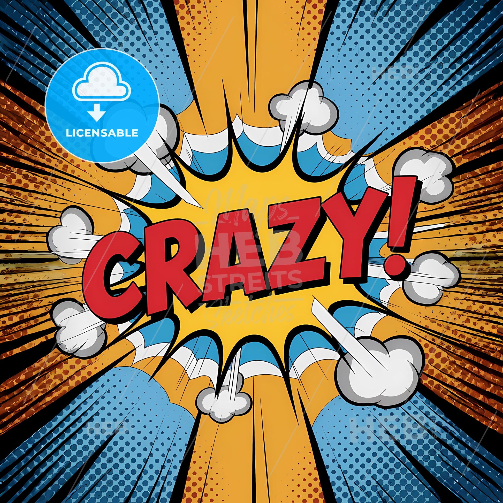 Dynamic Comic Burst: Bold 'Crazy!' Explosion in Vibrant Colors