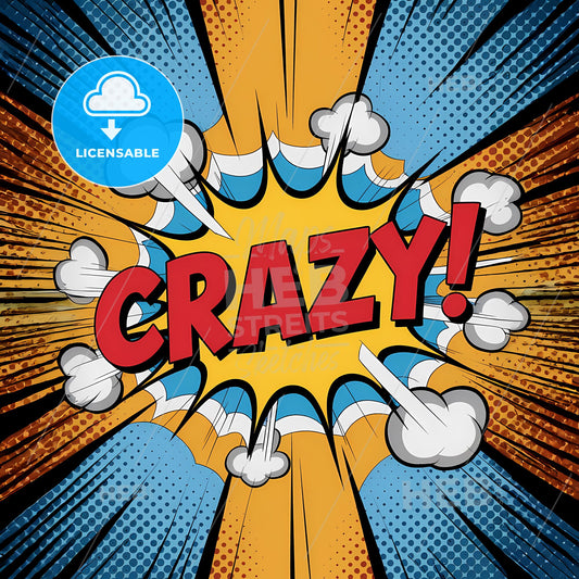 Dynamic Comic Burst: Bold 'Crazy!' Explosion in Vibrant Colors