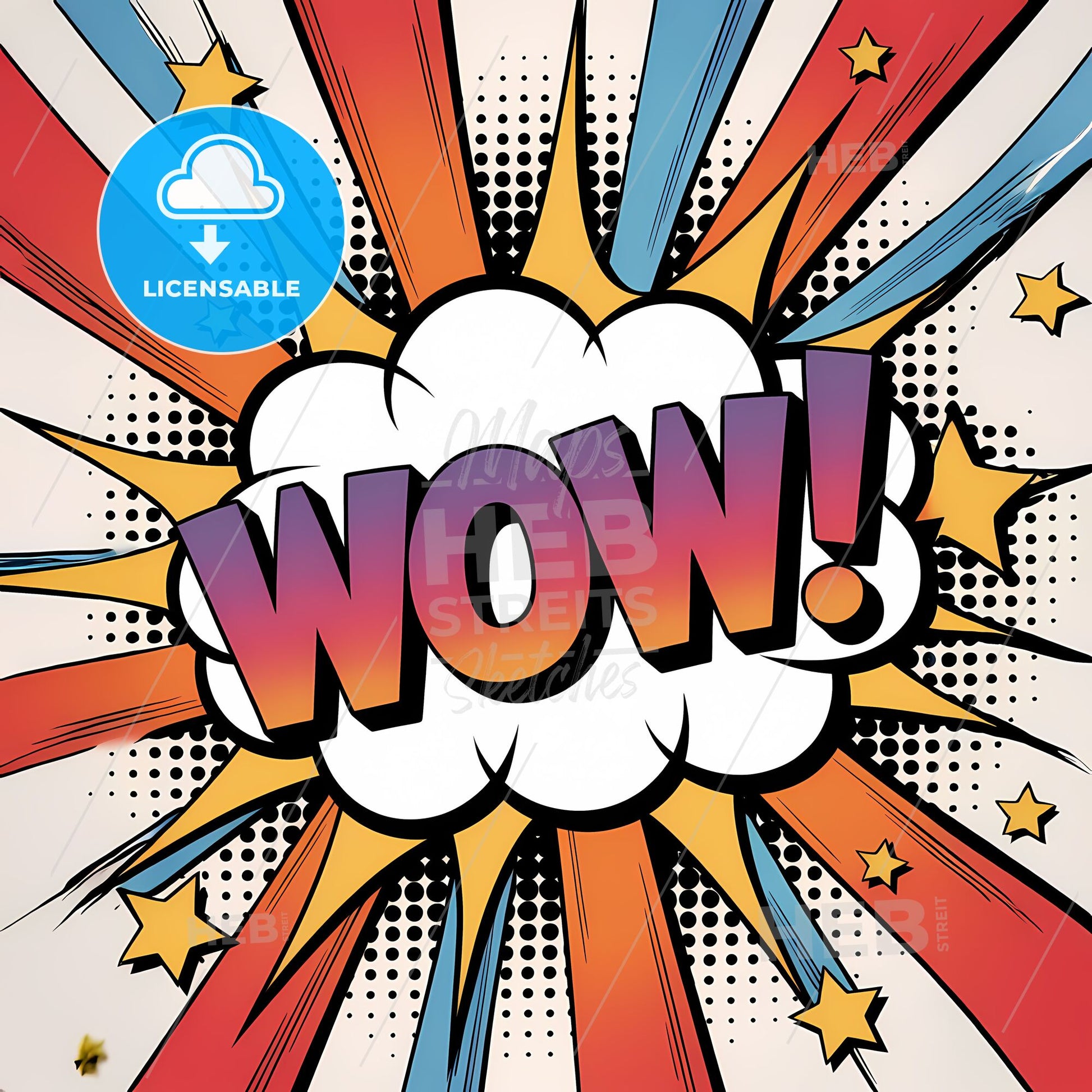 Dynamic Comic Burst: Bold 'WOW!' in Vibrant Retro Style