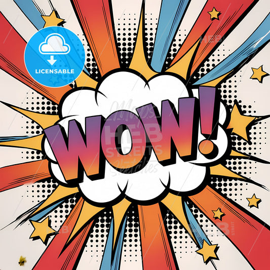 Dynamic Comic Burst: Bold 'WOW!' in Vibrant Retro Style