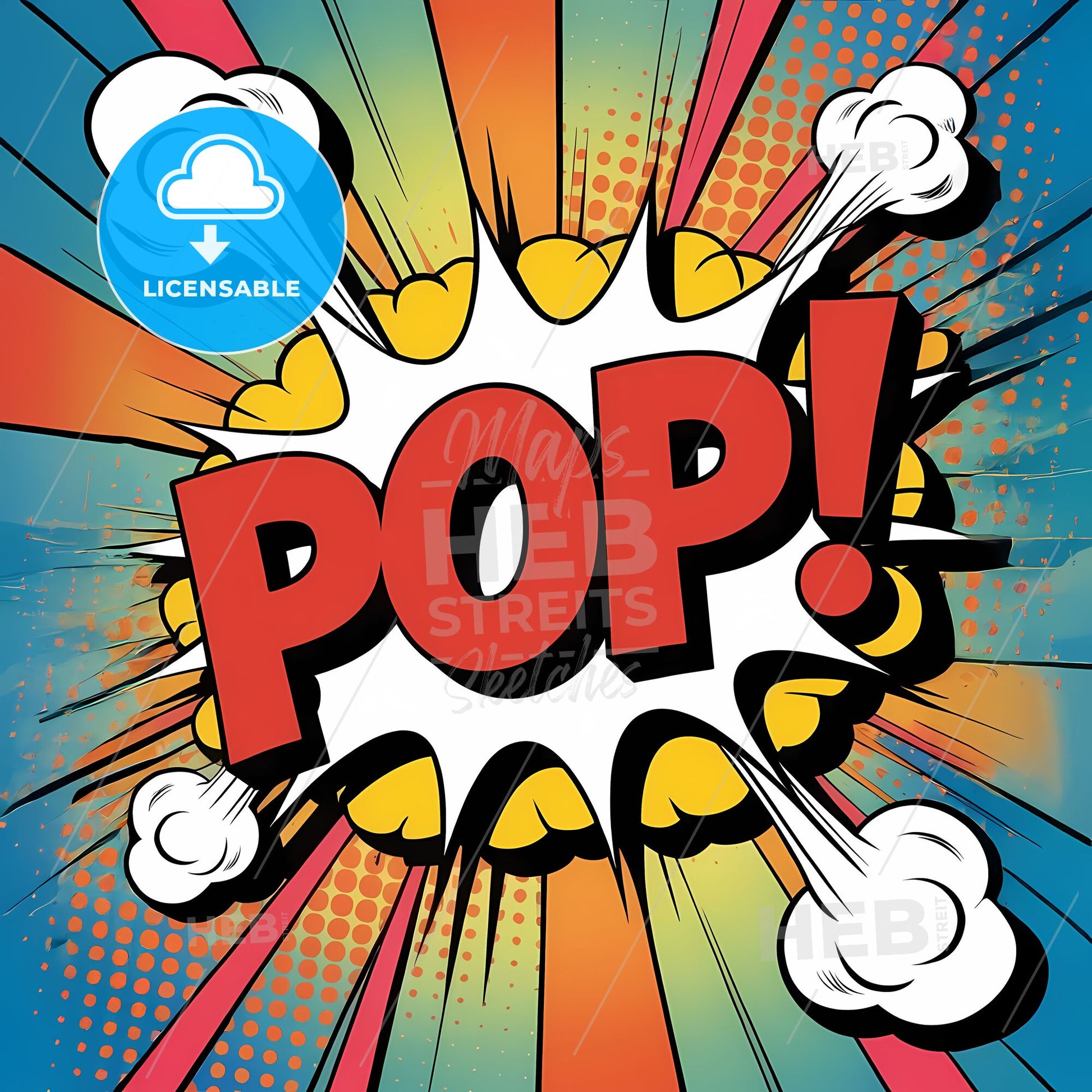Dynamic Comic Burst: Bold POP! Explosion Print in Vibrant Retro Style
