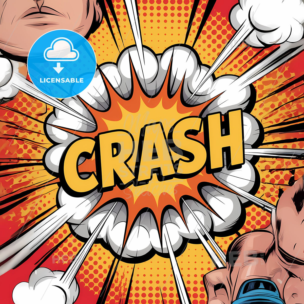Dynamic Comic Book Explosion: Bold CRASH Illustration in Vibrant Yellow