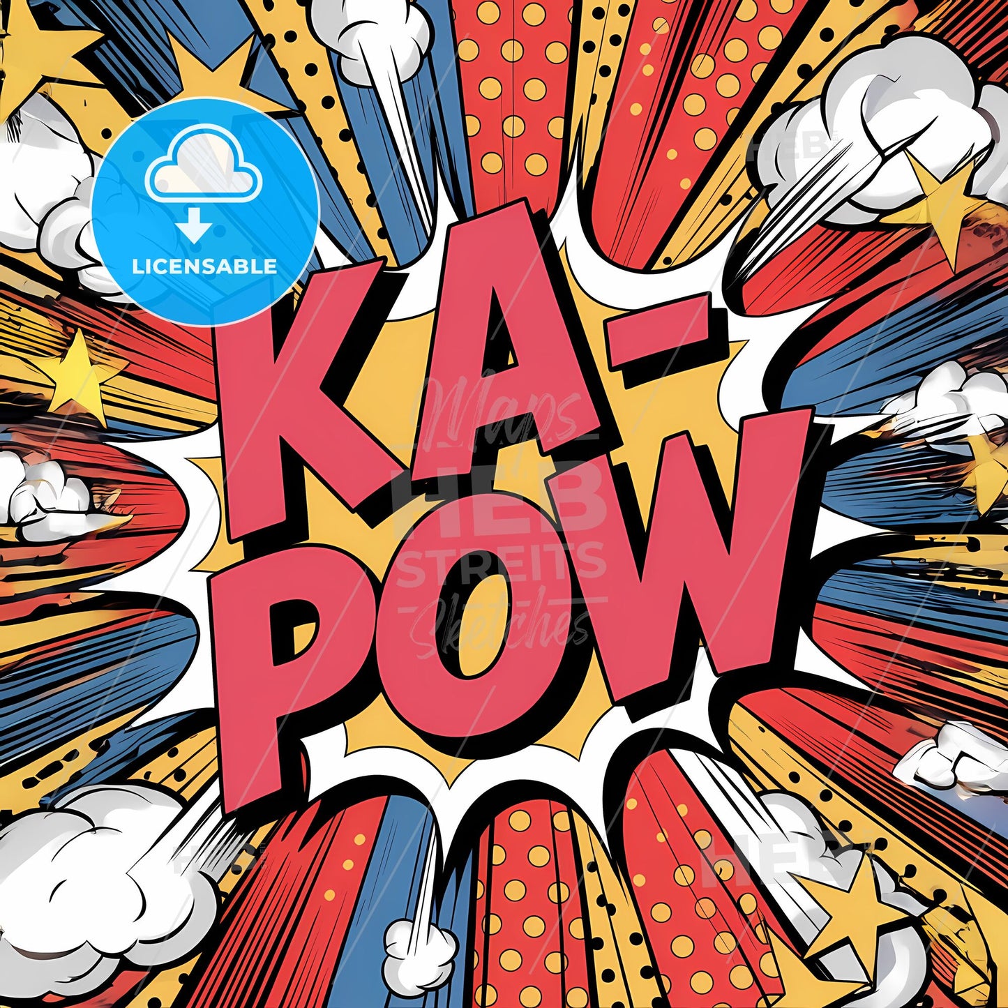 Dynamic Comic Pop Art Explosion with KA-POW in Vibrant Colors