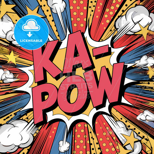 Dynamic Comic Pop Art Explosion with KA-POW in Vibrant Colors