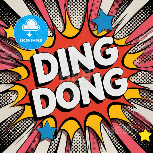 Dynamic DING DONG Burst: A Bold Comic-Style Explosion Print