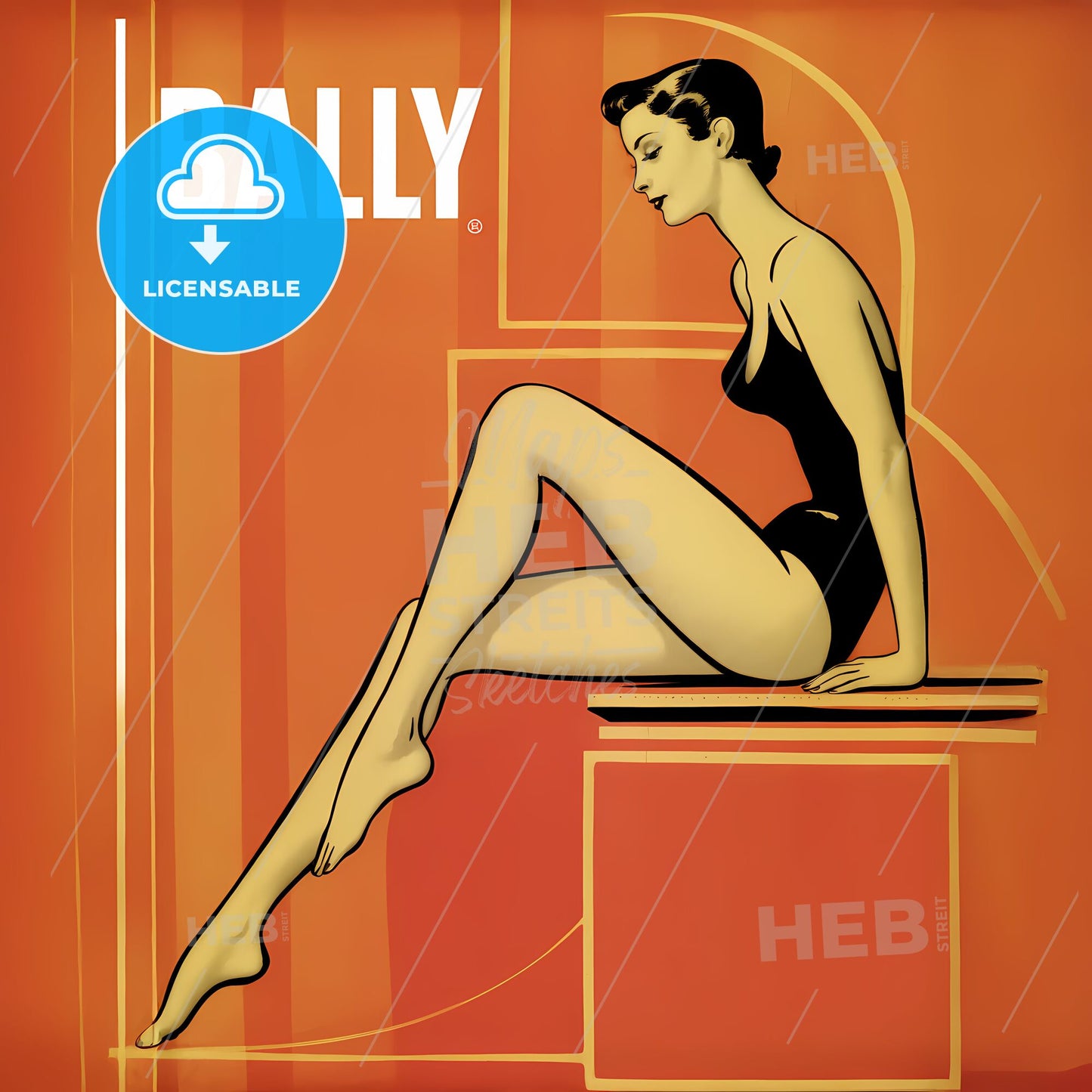 Dynamic Elegance: Vintage Minimalist Nude with Bold Geometric Aesthetic