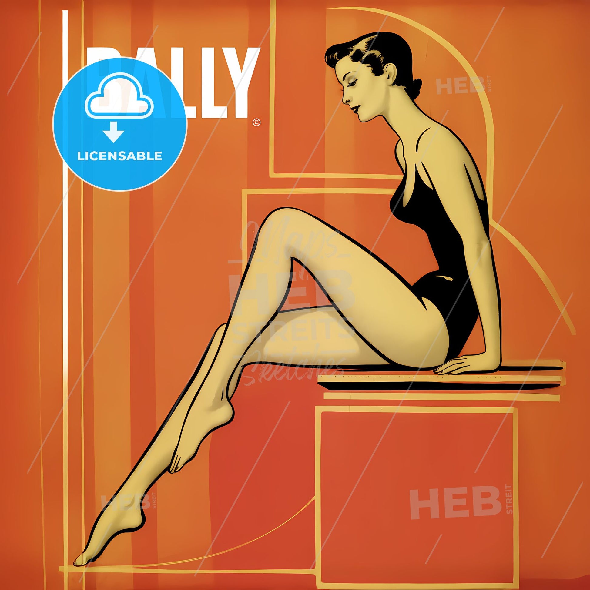 Dynamic Elegance: Vintage Minimalist Nude with Bold Geometric Aesthetic