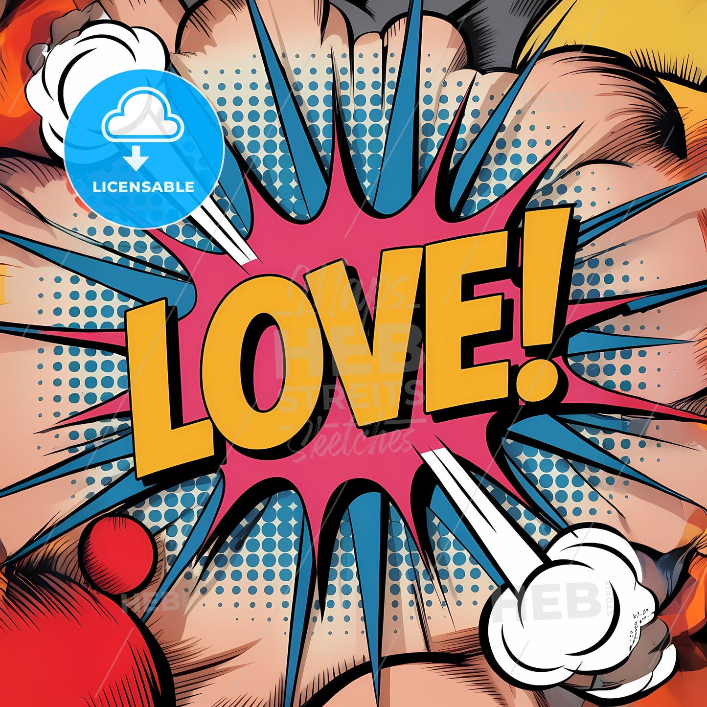 Dynamic Love Blast: Retro Comic Explosion Art Print