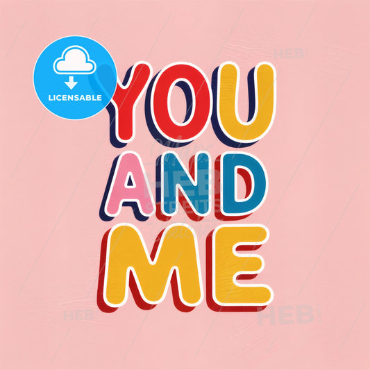 Dynamic Love: YOU AND ME - Bold Typographic Art Print in Vibrant Colors