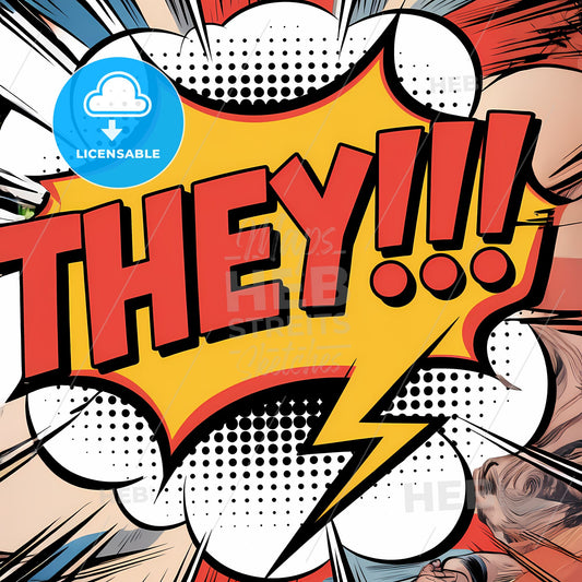 Dynamic Pop Art Speech Bubble: Bold RED HEY!!! with Lightning Flair!