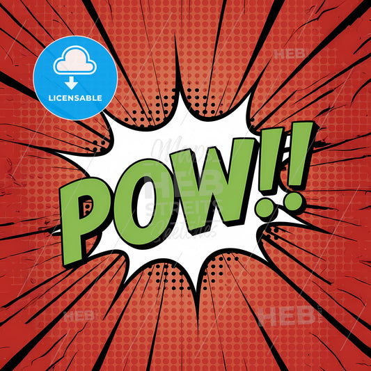 Dynamic POW! Burst: Bold Comic Explosion in Vivid Red and Green