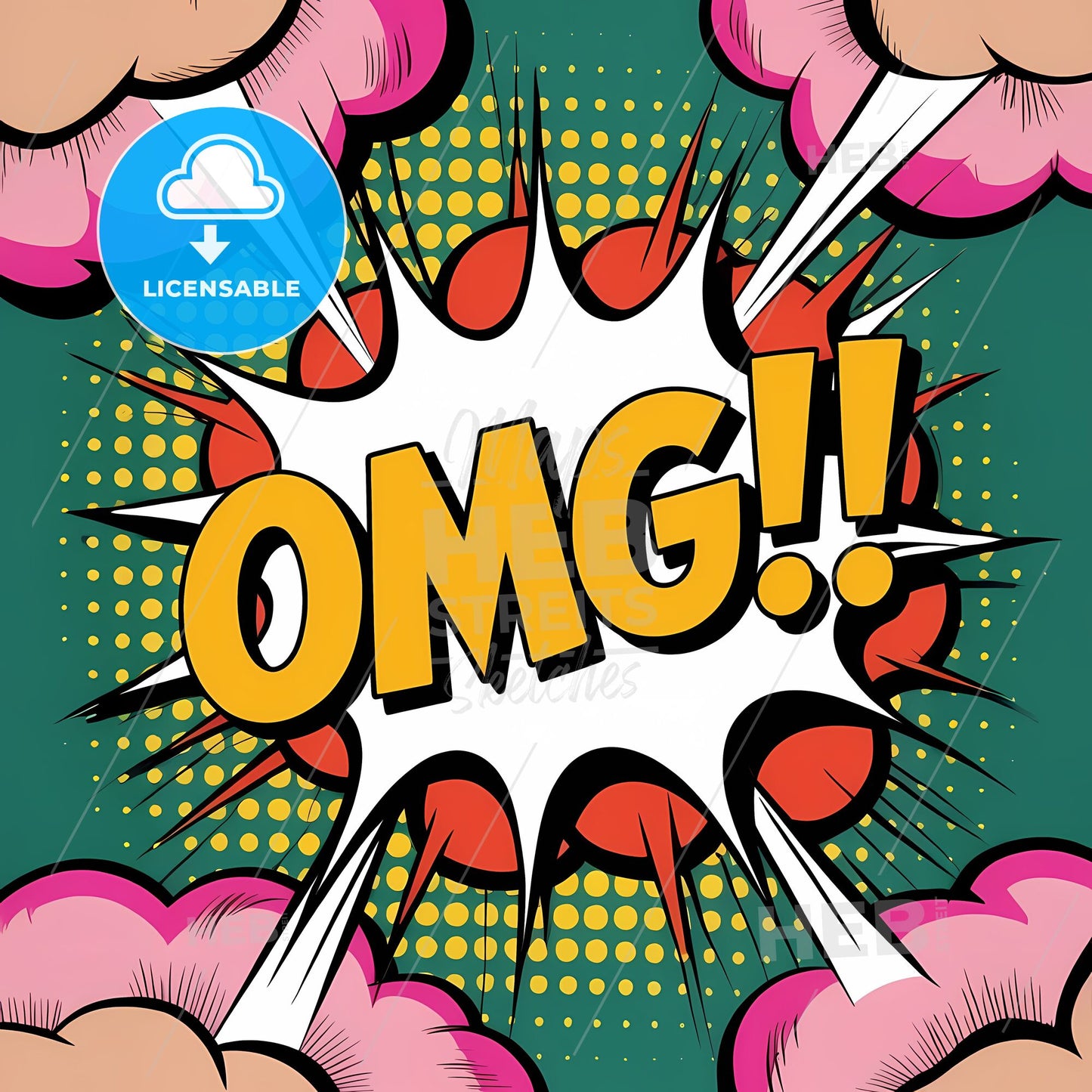 Dynamic Retro Comic Burst: Vibrant OMG!! Expression Print